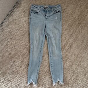 Cello Light Blue Skinny Jeans with Frayed Hem
